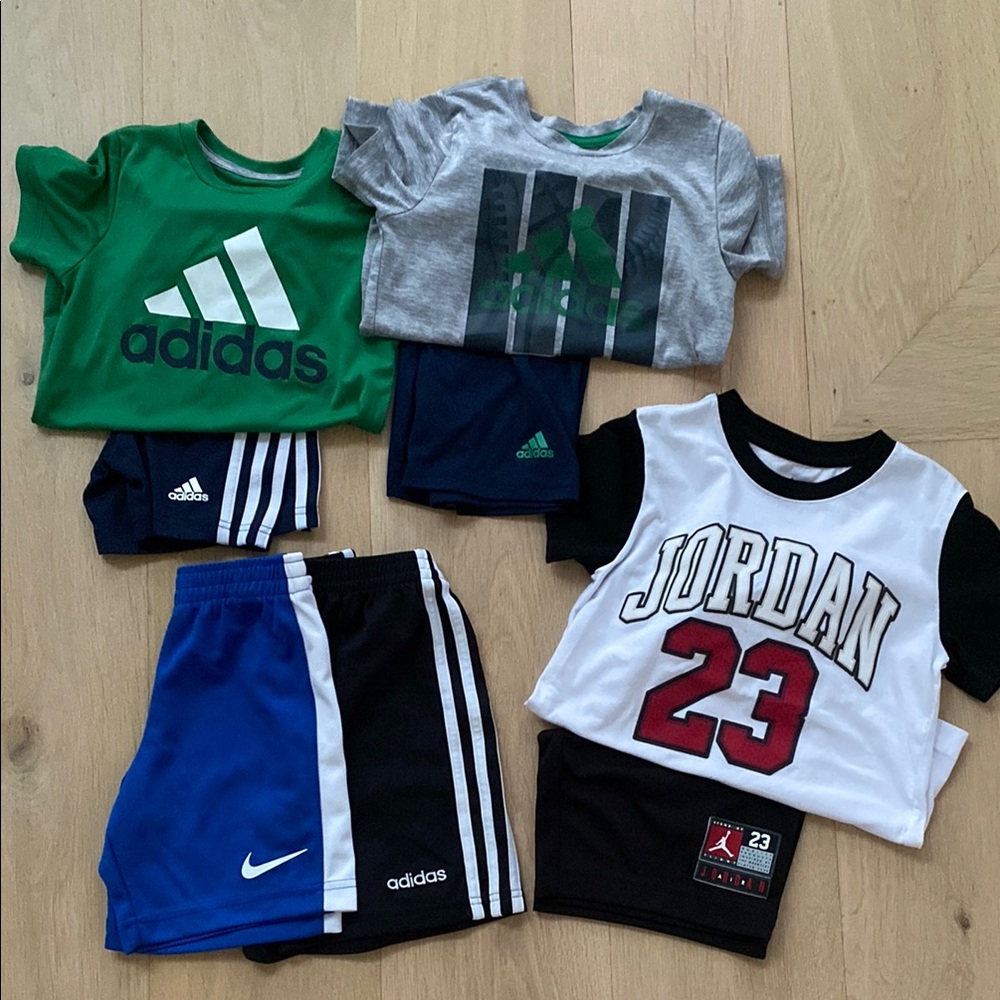 Adidas Green and Gray Short Sleeve Tees
